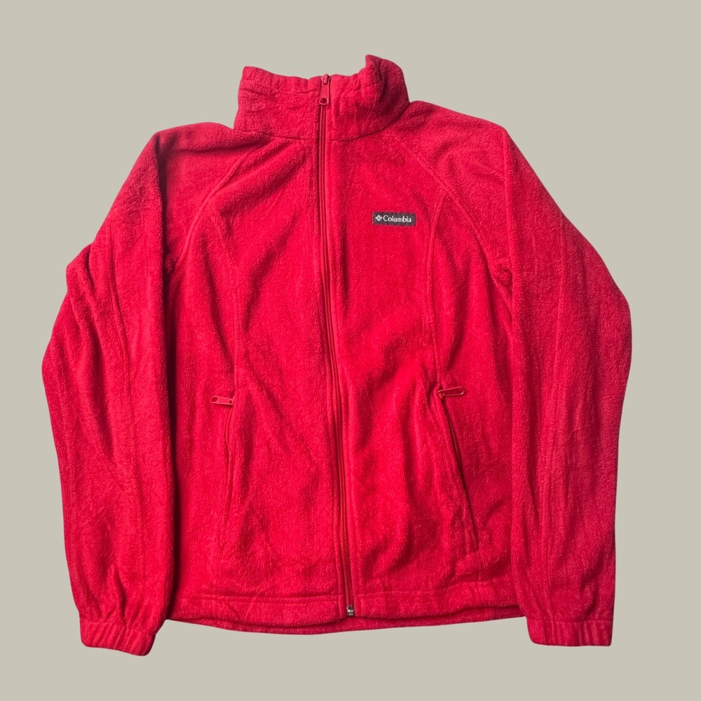 Columbia Fleece Jacket Womens PM Red Full Zip Mock Neck WP6439 Outdoor